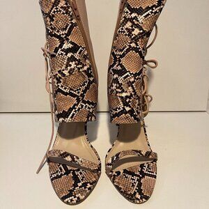Liliana Barbara Snake Heels Size 10 – Lace-Up Stilettos, New with Box